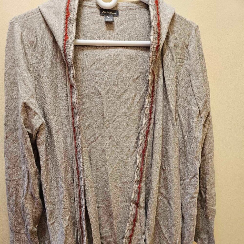 Light Grey Asymmetrical Open Front Hooded Cardigan